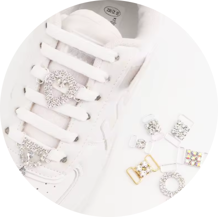 DIY Rhinestone Diamond Shoelaces Metal Buckle